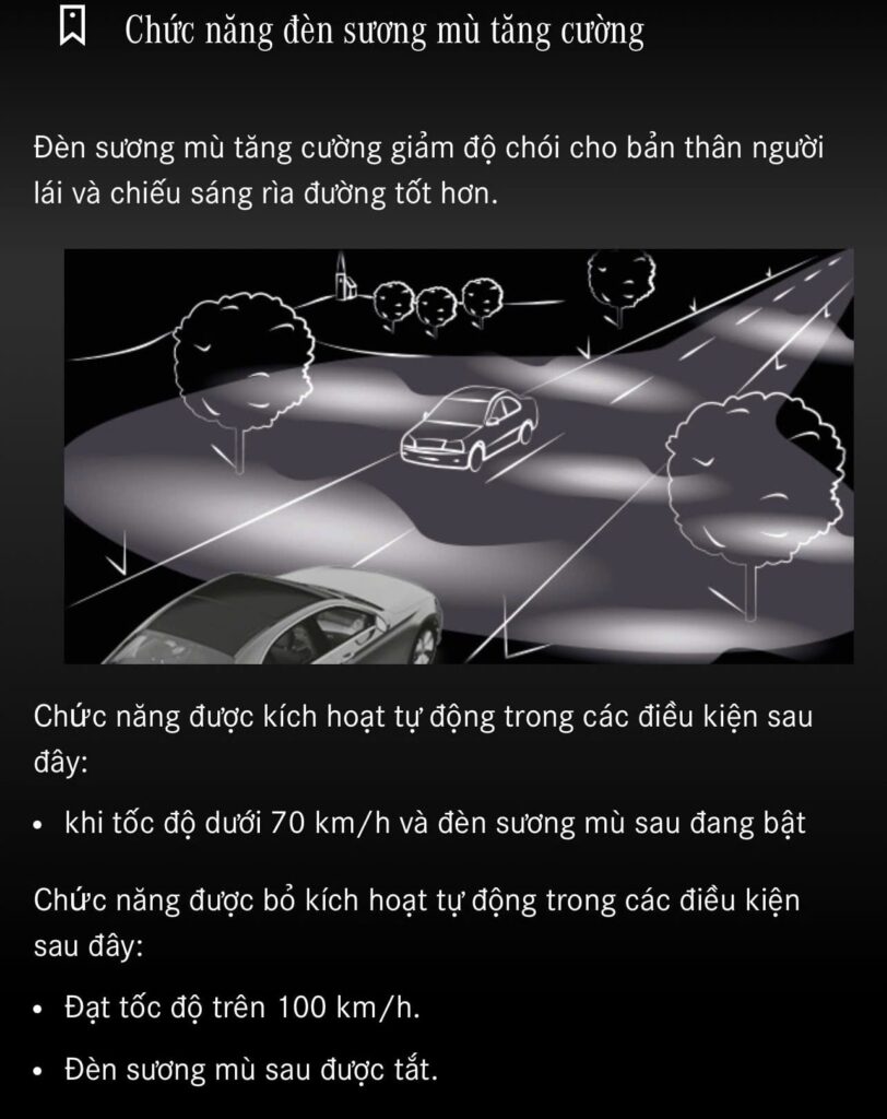 Den suong mu tren GLC 300 4Matic Giai phap an toan trong thoi tiet xau