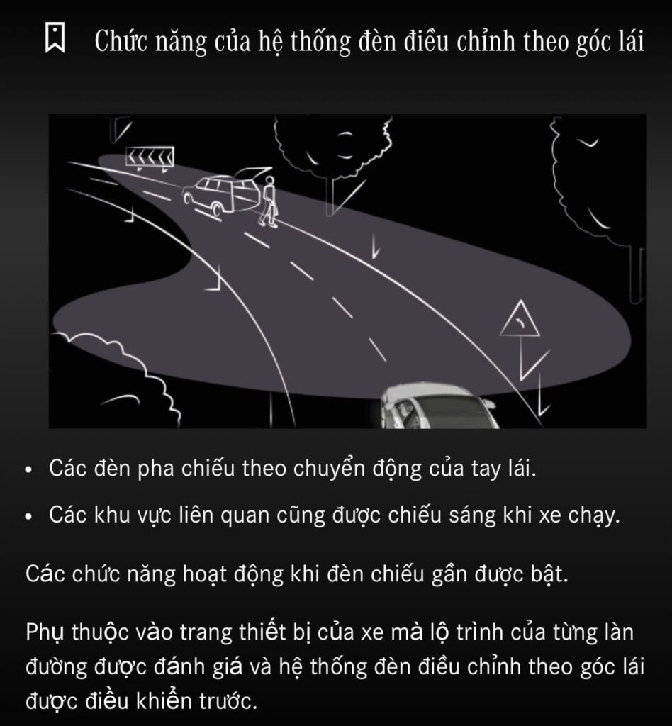 He thong den tren Mercedes GLC 300 4Matic dieu chinh theo goc lai de tang an toan